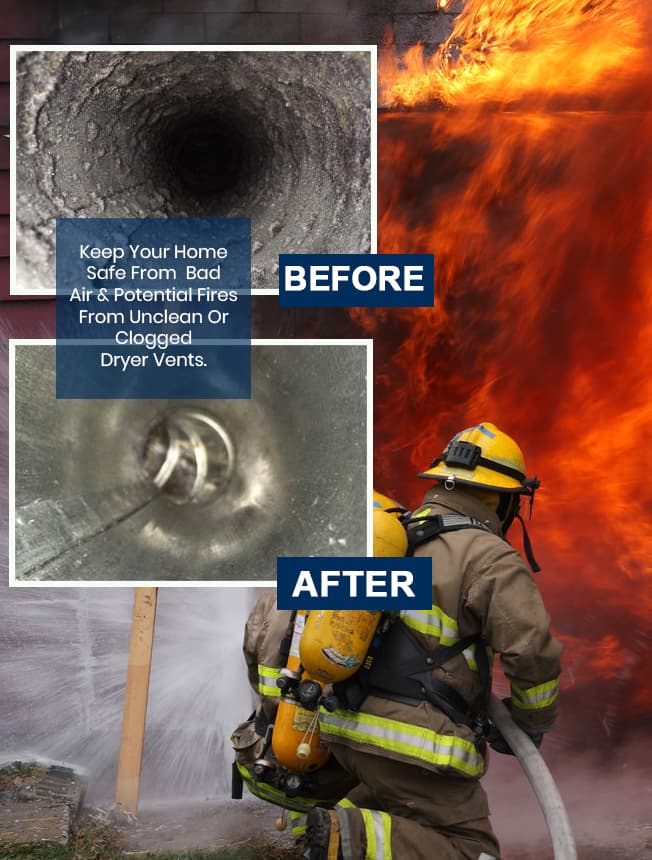 dryer vent cleaning before & after